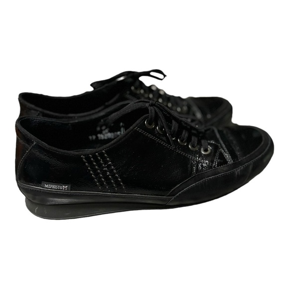 Mephisto Air Relax Black Patent Leather Sneakers Size 8.5 Low Top Lace Up - Picture 13 of 15